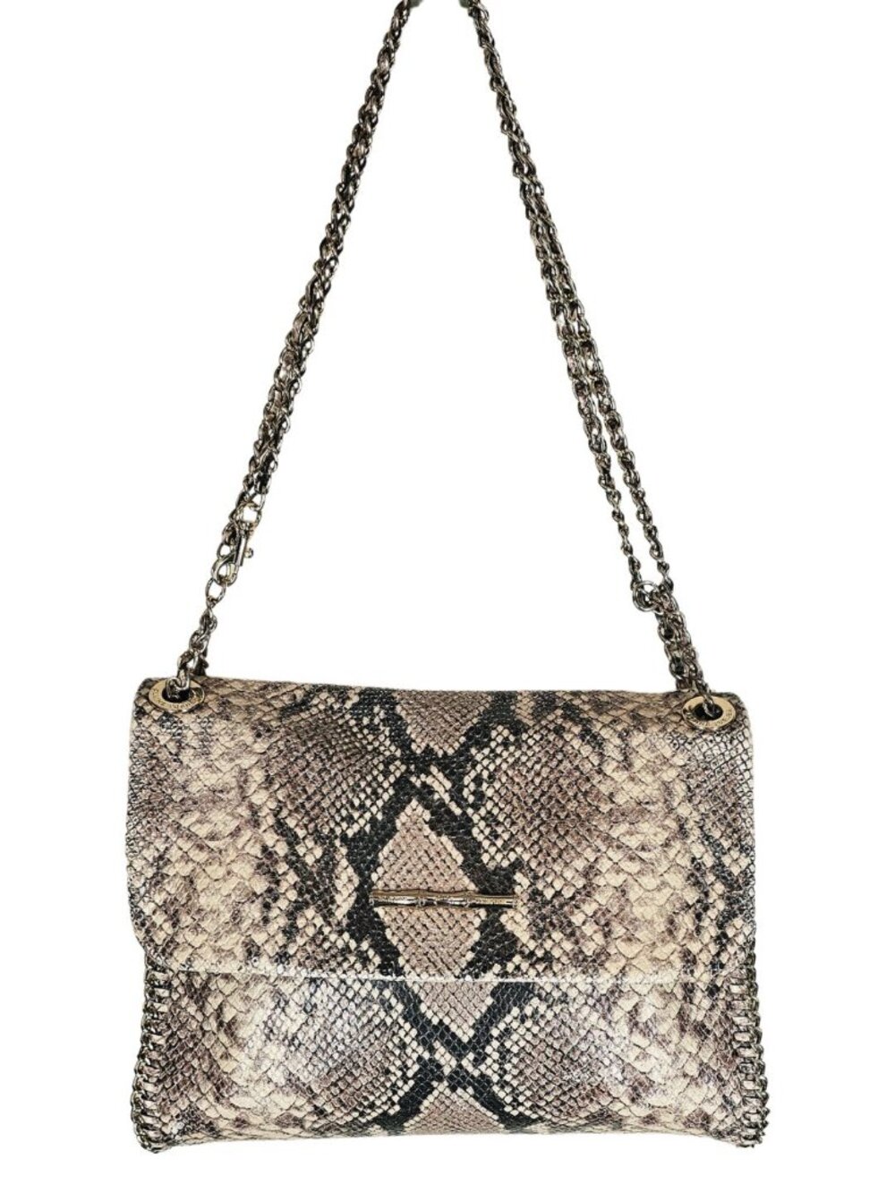 Elaine Turner Python Embossed Leather Shoulder Bag Purse Snake Glam Evening